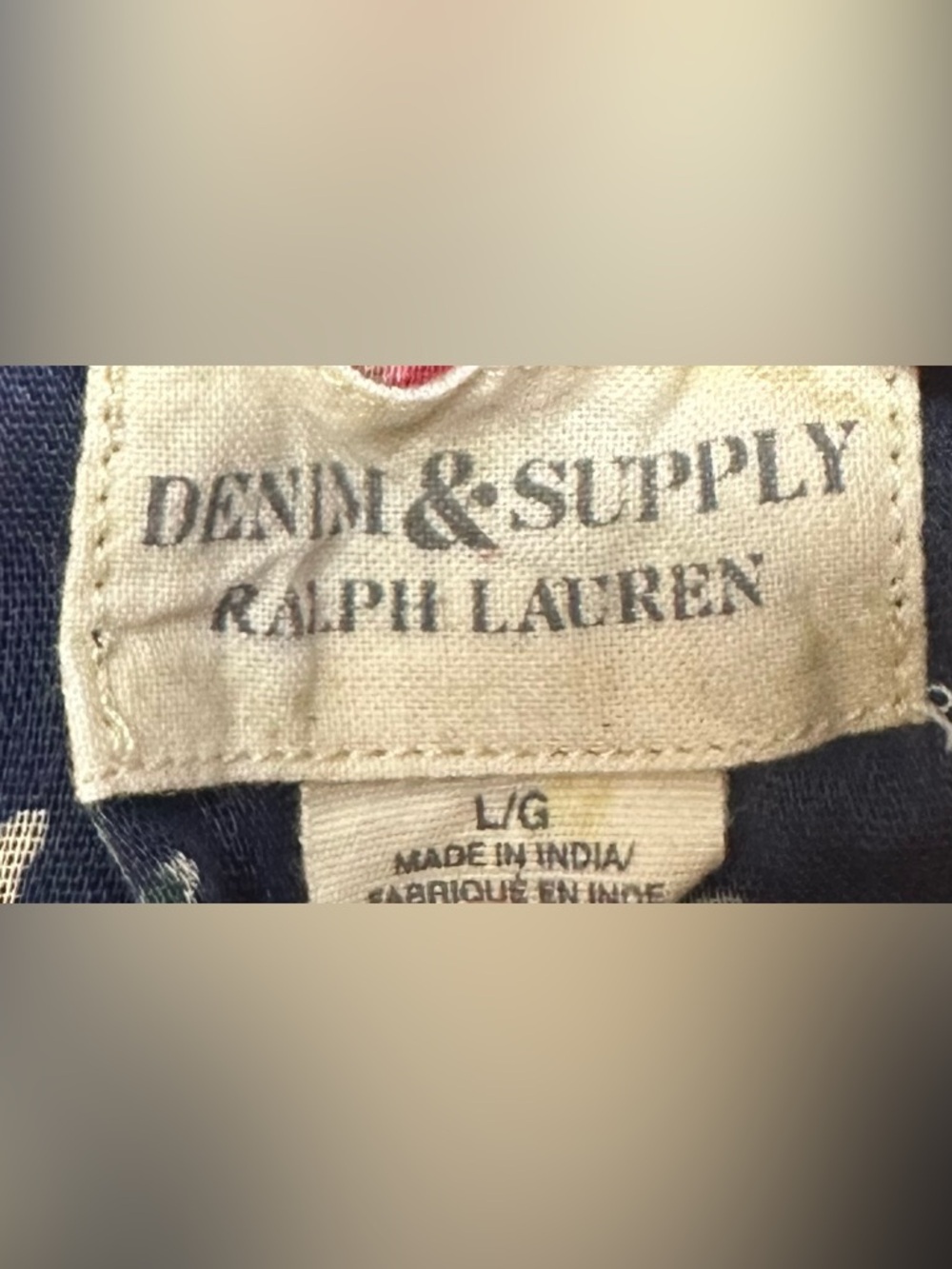 Denim & Supply Ralph Lauren Navy Floral Printed Top Bohemian Cottagecore Large - Picture 9 of 9